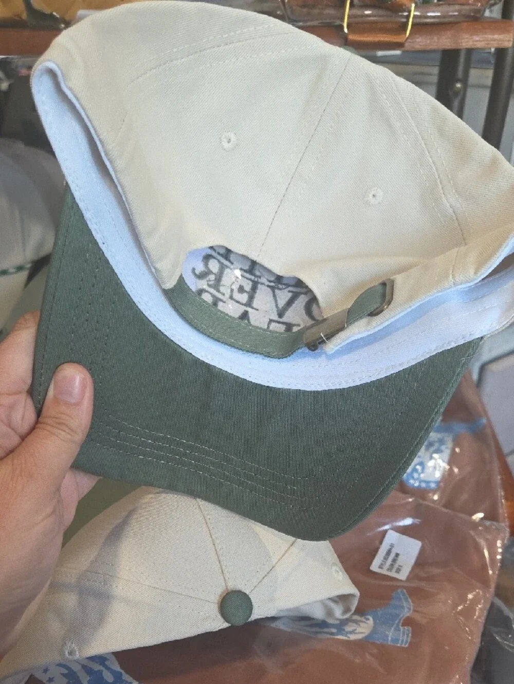Sunday Worship Club Embroidered Trucker Hat - Cream & Sage